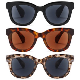 ZXYOO 3 Pack Reader Sunglasses Women with UV400 Protection Classic retro style frames for outdoor reading+1.00