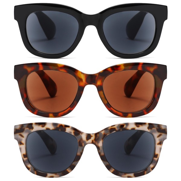 ZXYOO 3 Pack Reader Sunglasses Women with UV400 Protection Classic