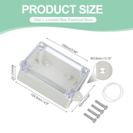 PATIKIL 4.9 Inch Junction Box, Electrical Enclosure Box ABS Plastic Waterproof Outlet Plug Cover Cord Protector with Mounting Plate for Outdoor Indoor Electric Project, White/Transparent