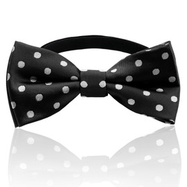 Luckyvestir Boys Bow Tie, Polka Dot Bow Ties for Kids, Pre-Tied Bowtie for Boys/Girls/Baby/Tuxedo/Vest (Black & White)