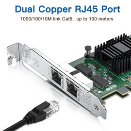 H!Fiber Gigabit Dual NIC with Intel 82571 Chip, 1Gb Network Card Compare to Intel E1G42ET NIC, 2 RJ45 Ports, PCI Express 2.1 X4, Ethernet Card with Low Profile for Windows/Windows Server/Linux
