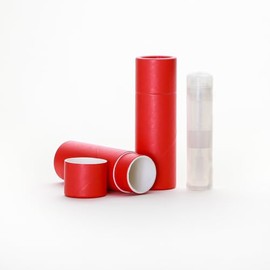 Eco Friendly 1/2 OZ 'Tall' - 12 PACK - Lotion/Balm/Salve - Red Cardboard 100% Biodegradable Cosmetic Push Up Tubes