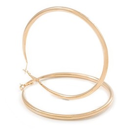 80mm Oversized Polished Gold Tone Tube Hoop Earrings