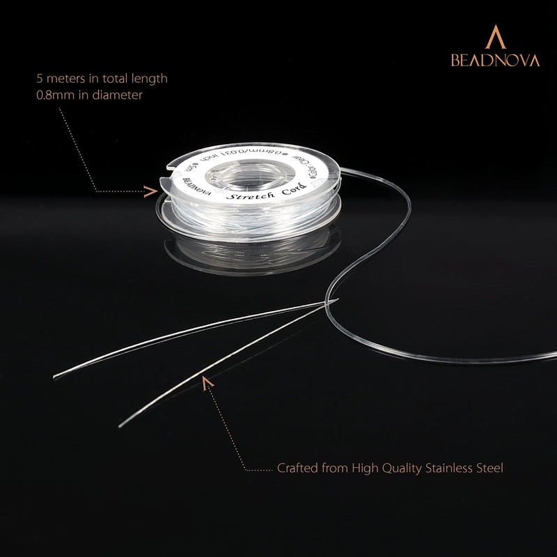 BEADNOVA DIY Starter kit 0.8mm Stretch Jewelry Cord Elastic Crystal