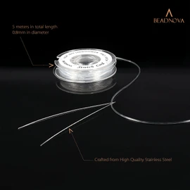 BEADNOVA DIY Starter kit 0.8mm Stretch Jewelry Cord Elastic Crystal String Cord 5 Meters with 1pc Collapsible Eye Needle for Jewelry Making