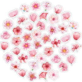Small Sakura Stickers, ObujoPal 46 Pcs Cherry Blossom Stickers for Scrapbooking Kids Envelope Junk Journal Laptop Planner Diary Card Making Collage DIY Handmade Craft Decoration, 23 Patterns
