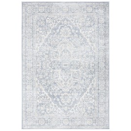 Safavieh Brentwood Collection BNT832F Medallion Distressed Area Rug, 4' x 6', Light Grey / Ivory