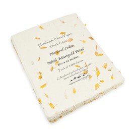 Handmade Lokta Laser and Inkjet Printer Paper with Deckle Edge 8.5x11 Inch Vintage Decorative Specialty Printing Paper (100 Sheets, Marigold)
