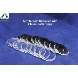 Airtite 25 Airtite Coin Capsule Holders & 21mm Black Rings for US Nickels Air Tight