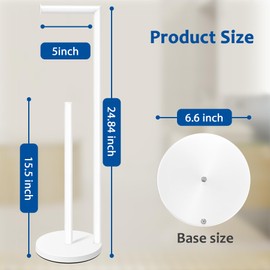 Toilet Paper Holder Stand,Toilet Paper Holder Free Standing,White Toilet Paper Roll Holder for 4 Rolls,Bathroom Toilet Paper with Storage