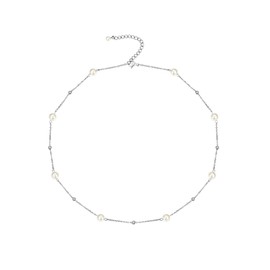 FindChic Women's Pearl Necklace, 0.24 / 0.3 / 0.4 inch (6 mm), 0.3 inch (8 mm), 0.4 inch (10 mm), Artificial Pearl, Chain, 15.7 inches (40 cm), Simple Accessory, Ceremonial Occasions, Wedding, Party