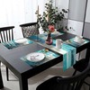 TQFZP Teal Blue Abstract Table Runner and Place Mats Set