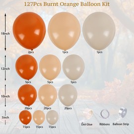 Naranja quemada, kit de arco de globo blanco retro nud, 127 piezas de terracota durazno, decoración de colores para celebraciones de otoño, baby shower, cumpleaños cítricos, eventos de Acción de
