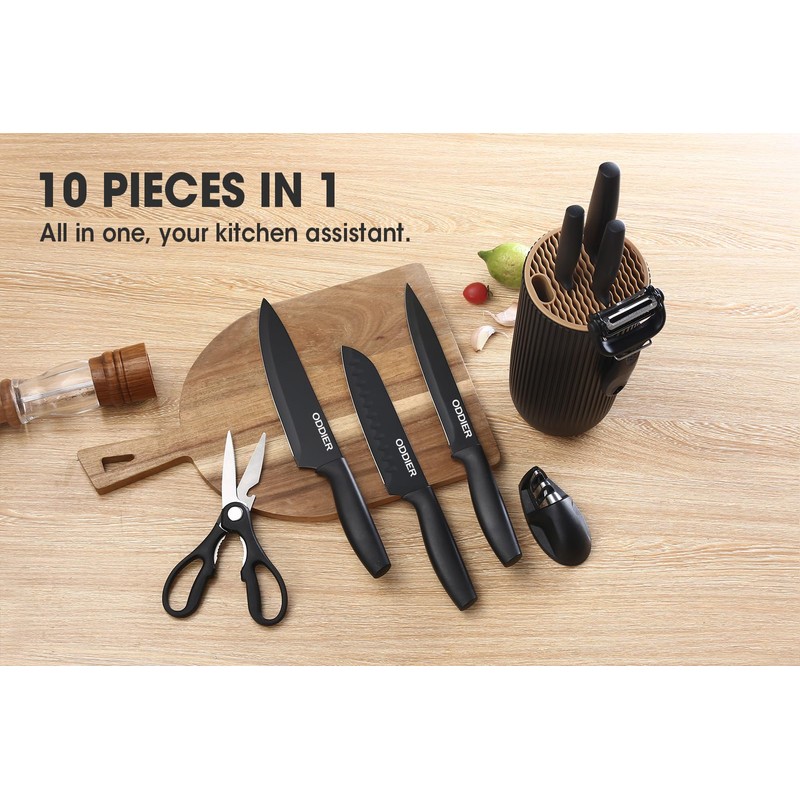 Knife Set, 10 Piece Kitchen Knife Set with Block and
