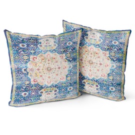 Snylcce Boho Throw Pillow Covers Set of 2 Midnight Blue Antique & Vintage Design, Double-Sided Pattern - 45x45 cm Soft Cushion Covers for Garden Couch, Sofa, Bed - Decorative 18x18 Inch Pillowcases
