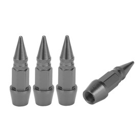 A ABSOPRO Tire Valve Stem Caps 45MM Car Wheel Valve Cap Aluminum Alloy Titanium Tone Grey for Car Bike Motorcycle Truck Anti Crash Tyre Valve Stem Cover Valve Dust Cap Tire Valve Cap 4 Pcs