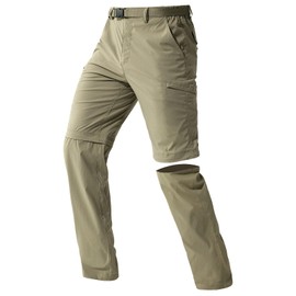 FREE SOLDIER Men's Outdoor Convertible Hiking Pants with Belt Lightweight Quick Dry Tactical Cargo Pants Nylon Spandex (Mud 32W x 32L)