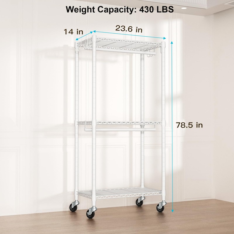 FUTASSI P3 Mini Rolling Clothes Rack, Clothing Racks for Hanging