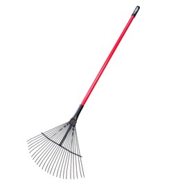 Bully Tools Heavy Duty Metal Leaf Rake - 24 High Carbon Spring Steel Tines with Fiberglass Handle, Thatching and Wide Lawn Rake for Leaves, Yard Debris and Garden Tool, 100% Made in The USA, 24-Inch