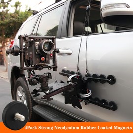 MUTUACTOR 4Pack Strong Neodymium Rubber Coated Magnets with M6 Threaded Studs,Non-Slip Magnetic Mount Heavy Duty Rare Earth Magnets with Bolt for Lights Cameras Vans and Other Devices