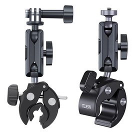 TELESIN 360° Rotating Claw Clamp Mount Cycling Riding Double Ball Head 1/4 Screw Mount for GoPro Action Camera Gripper Monitor Bike Motorcycle Clip Mount for GoPro, Insta360, DJI Action 2, SJCAM,