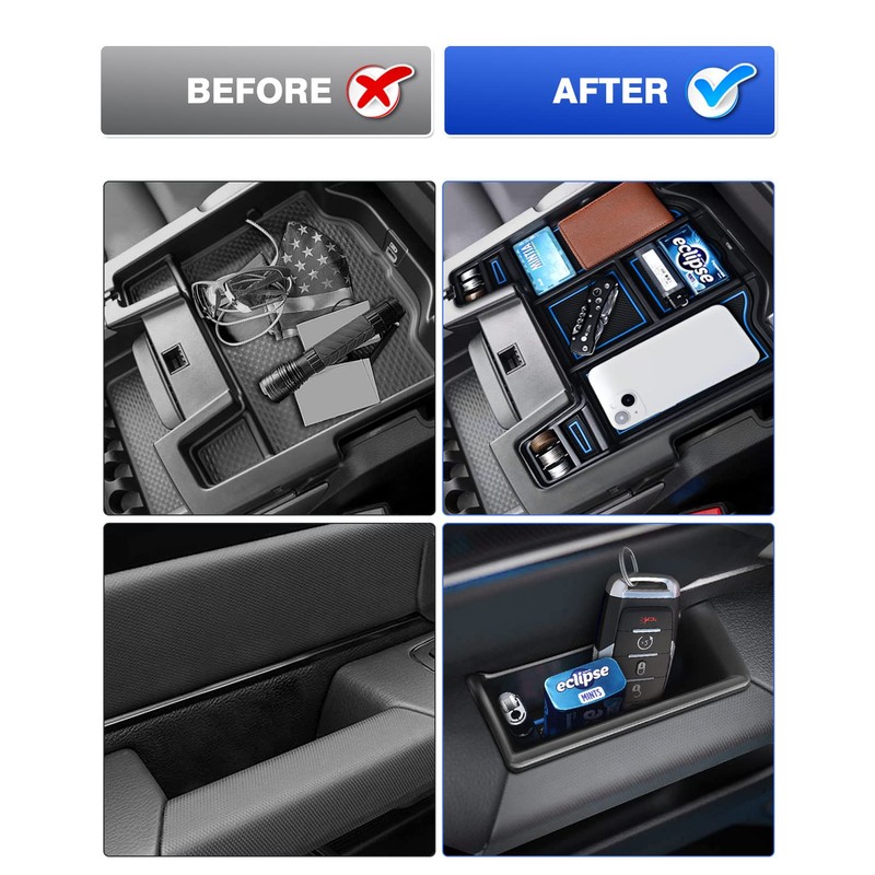 Karltys Center Console Organizer Tray Door Side Handle Storage Box
