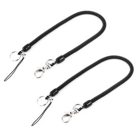 SIOPPKIK Pack of 2 160 mm Spiral Key Fobs Made of Plastic Spring and Metal Rings, Security Key Ring, Can Be Used Against Theft of Keys, Wallets and Mobile Phones, d'Alene to