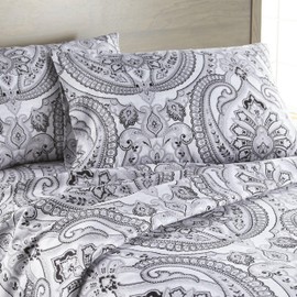 Southshore Fine Living, Inc. Paisley Floral Pillow Cases Standard Size Set of 2, Fits Full, Twin, Queen Pillows, Luxurious Microfiber, Hotel Quality Pillowcases, 20" x 30", Black Paisley