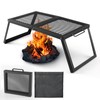 Odoland Folding Campfire Grill, Heavy Duty Steel Mesh Grate with