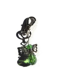 Crystal ANGEL (green) charm bag clip remembrance themed gift, guardian angel present, in memory angels gift favors, lover Xmas stocking filler