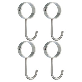 PATIKIL 1.26 Inch Closet Rod Hooks, 4 Pcs Stainless Steel J-Typed Adjustable Hanging Tube Pipe Closet Rods Fits for 1-1/4"(32mm) Dia Rod Hanger Hook for Clothes Kitchen Workshop Outdoor