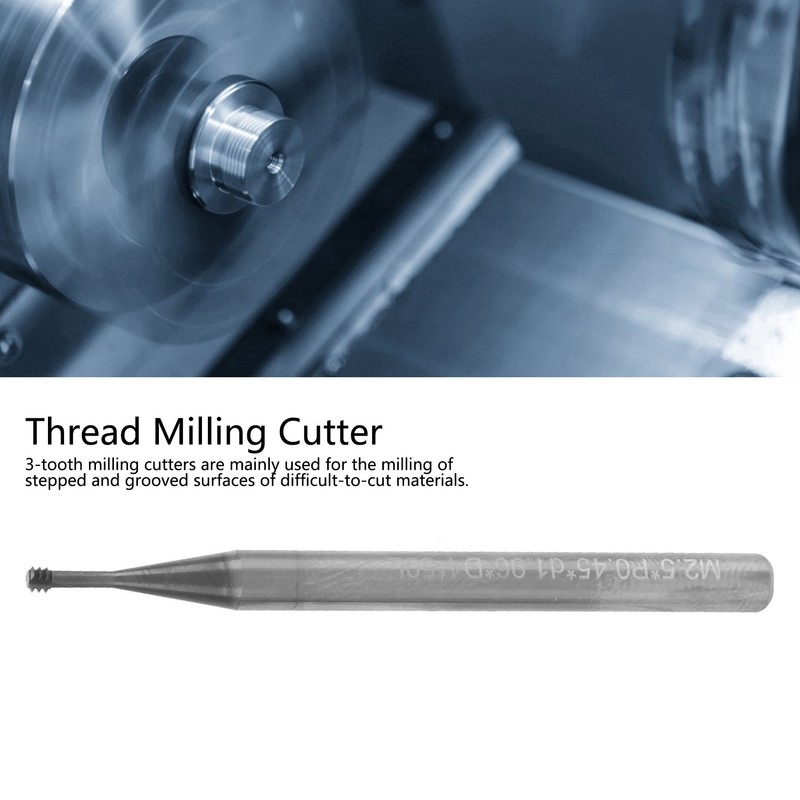 Milling Cutter Tungsten Steel Thread Carving Bit 3‑Tooth 60° CNC