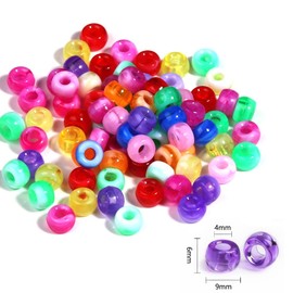 LadayPoa 200Pcs Plastic Pony Beads for Jewellery Making, 6 x 9mm Colourful Beads for Kids Crafts, Hair Beads for Children Beads for Bracelets Making Kit(Cream Color)