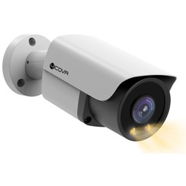 4COVR 5MP PoE CCTV Camera Security Bullet Outdoor, 5-Megapixel Wired IP Camera with Full-Color Night Vision, Two-Way Talk, Smart AI Human/Vehicle Detection, Up to 256GB microSD Card, ELY37YX5MA