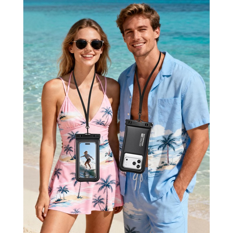 PEDVSTY Floating Waterproof Phone Pouch 2 Pack - Up to