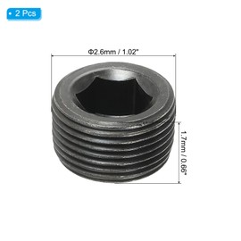 PATIKIL 3/4NPT Male Pipe Plug Internal Hex Thread Socket, 2 Pcs Solid Stainless Steel Pipe Plug Fitting Set Hex Counter Sunk Pipe Plug for Pipe Air Tanks, Black