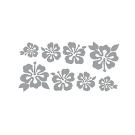 8 Hibiscus Flowers Assorted Sizes - Make Your Own Flower Lei Sticker Decal Hawaii Gray