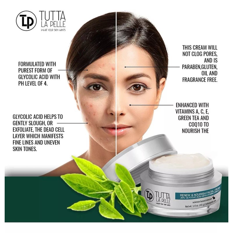 Tutta la Pelle Crema Facial Renew Nourish 20% Aha, 20%