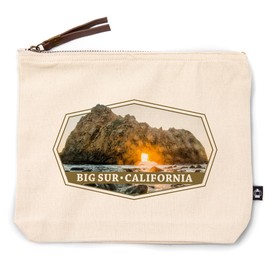 Lantern Press Big Sur, California, Pfieffer Beach Rock Formation, 100% Cotton Zipper Pouch, Travel Accessory, Go Bag