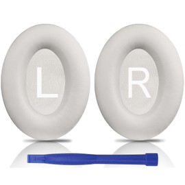 SOULWIT Earpads Replacement for Bose QuietComfort 45 (QC45)/QuietComfort SE (QC SE)/New Quiet Comfort Wireless Over-Ear Headphones, Ear Pads Cushions with Softer Protein Leather - White Smoke