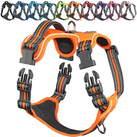VIVAGLORY Easewalk No Pull Dog Harness, Dog Harness for Training & Walking with Front Clip & Handle, No Pull & Escape Proof for Pet Puppy, XS, Orange