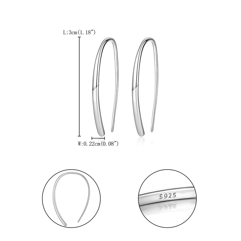 BriLove Tiny Pull Through Earrings Small Threader 925 Sterling Silver