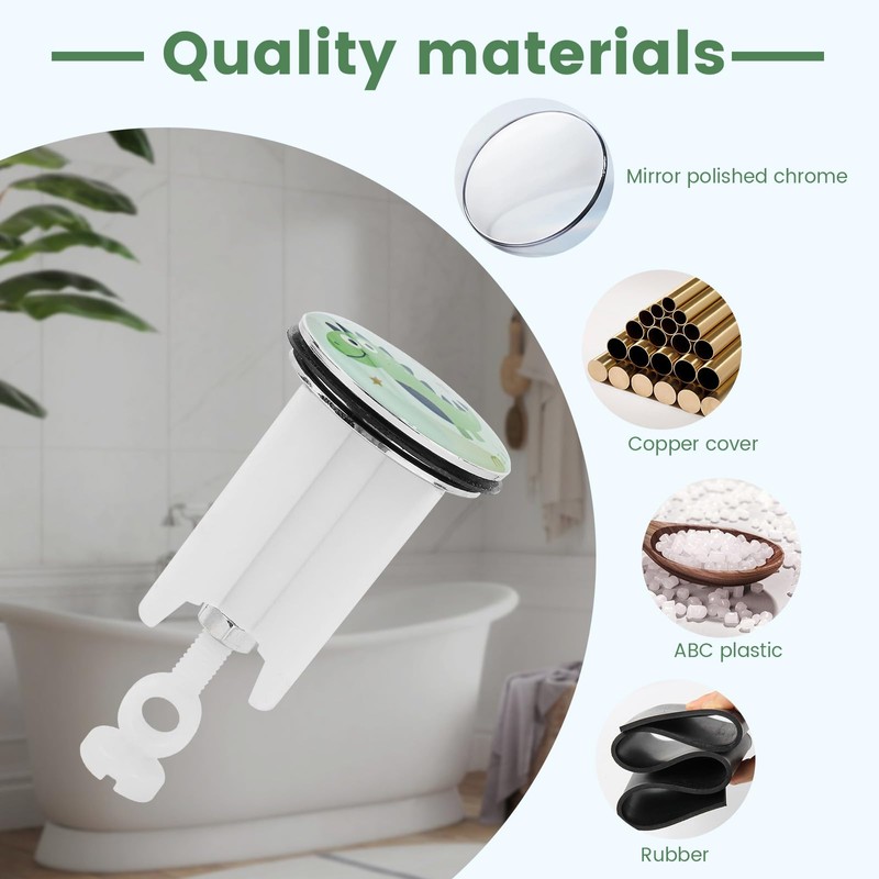 Kurkip 2 x Universal Adjustable Sink Plug 40mm White Dinosaur