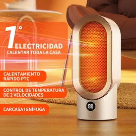 Vantisan Calentador Electrico para Hogar, Calentador de 800 W, Calentador Portátil con 2 Modos,Calor Rápido y Protección Contra Sobrecalentamiento y Vuelcoa