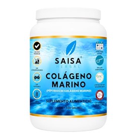 Colágeno Marino Péptidos 500 g | 100% Puro | Saisa Herbal | Hidrolizado Alta Absorción | Piel, Articulaciones, Cabello y Uñas | Sin Sabor
