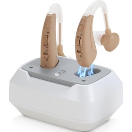 Hearing Aids For Seniors - Rechargeable Hearing Amplifier For Seniors Noise Reduction,4 Modes,Adjustable Volume, Comfort Design and Nearly Invisible,Behind The Ear,With Charging case