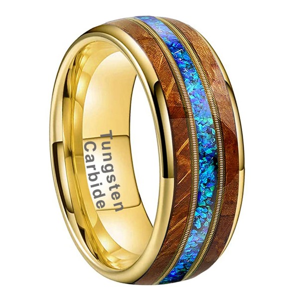 LUXUBANDS 8mm Gold Tungsten Rings for Men Women Engagement Wedding