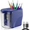 Electric Pencil Sharpener Heavy-Duty Helical Blade Sharpener USB/Battery Operated for