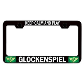 Custom Brother - Keep Calm and Play Glockenspiel Black Steel Auto SUV License Plate Frame License Tag Holder, R41
