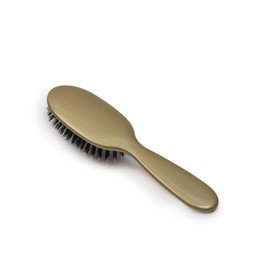 Small Mixed Natural Boar Bristle Hairbrush - Wooden Paddle Brush & Detangler. Perfect For Thick Curly Hair. Combs, Conditions & Makes Hair Glossy, Healthy & Tangle Free. Made In UK (Gold)